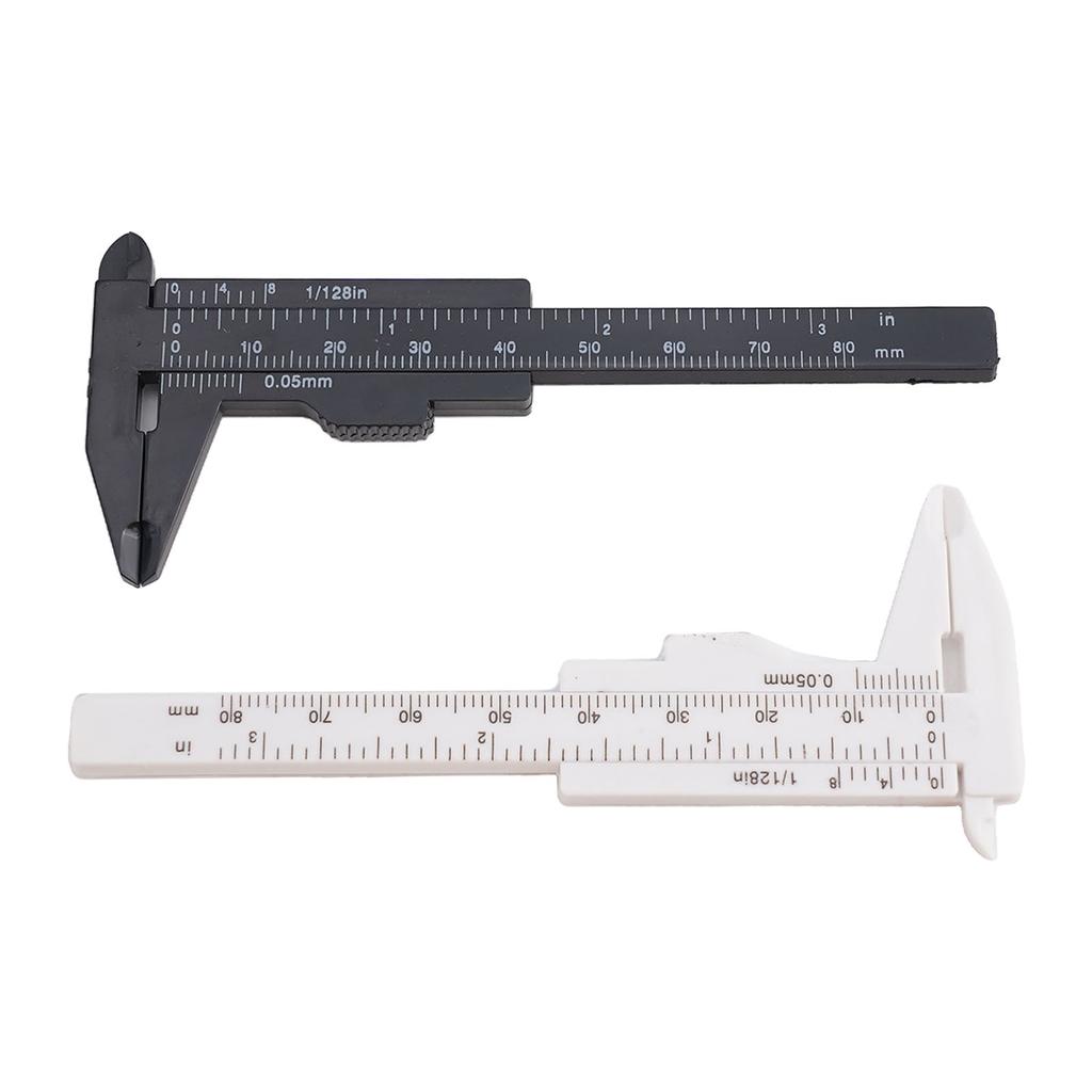 2 Pcs 80 Mm Mini Plastic Sliding Vernier Caliper Gauge Measure Tool Ruler Micrometer Hand Tool Accessories