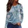 Women's Casual 3D Printed Floral Print Round Neck Long Sleeved Shirt