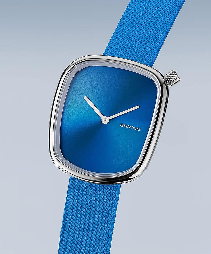 BERING Pebble 18034-308 unisex watch blue stainless steel mesh strap sapphire glass