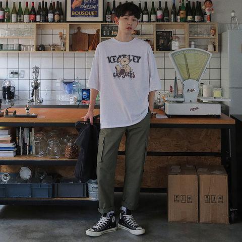 Couple short-sleeved T-shirt men's and women's summer new student Korean version loose half-sleeved top ins trendy class uniform