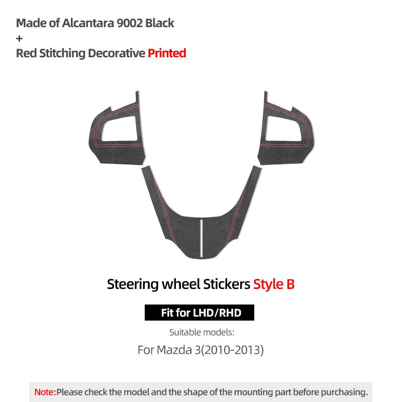 Betterhumz For Mazda 3 Axela 2010-2013 Made of Alcantara Auto Steering Wheel Panel Button Trim Stickers Car Interior Accessories