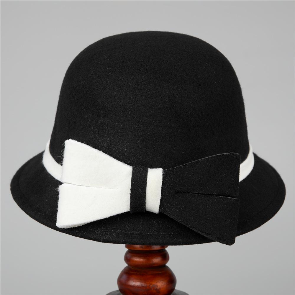 Hat Women's Autumn and Winter Warm Top Hat Thickened Woolen Felt Basin Hat Casual Bucket Hat