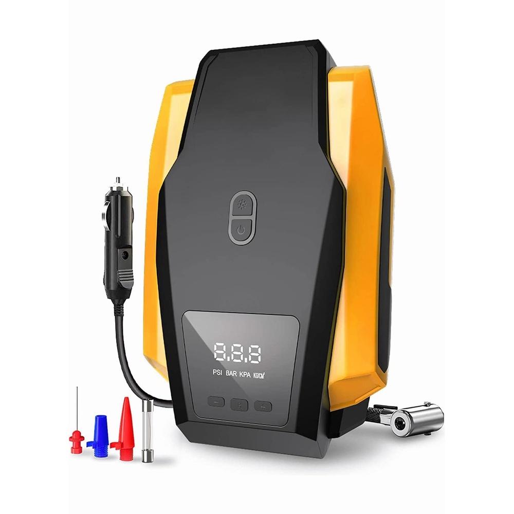 

Air Compressor Portable Tire Inflator 12V DC Digital Air Pump with LED Light and 3pcs Inflatable Mouth for Car Tires/Bicycles/Motorcycles/Basketballs