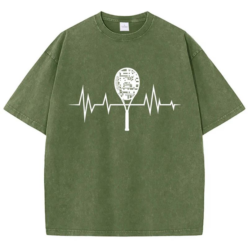 Women Electrogram Of Tennis Racket Print Tee Shirt Male Cotton Soft T Shirt Originality Breathable T-Shirts Clothes
