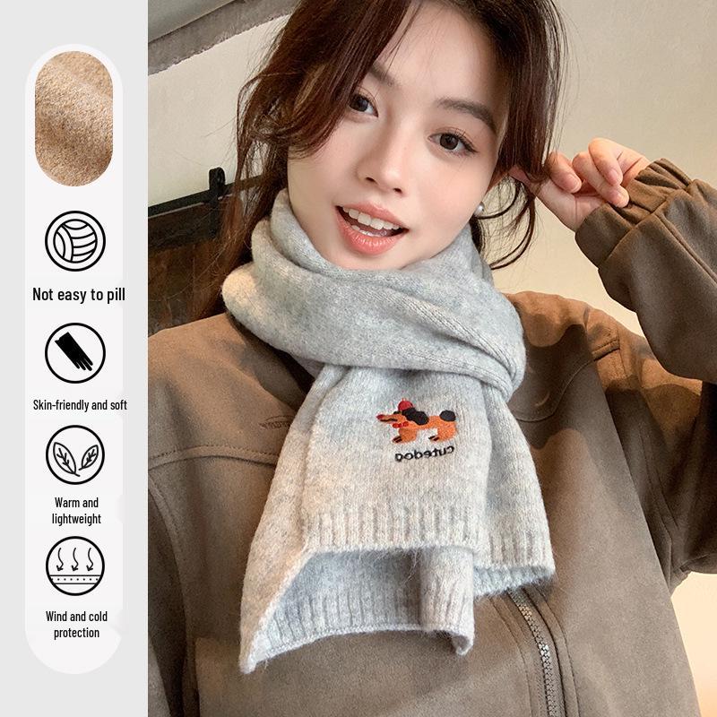 Puppy Knit Scarf: Stylish & Warm Woolen Neck Warmer for Female Students (Autumn/Winter 2025)