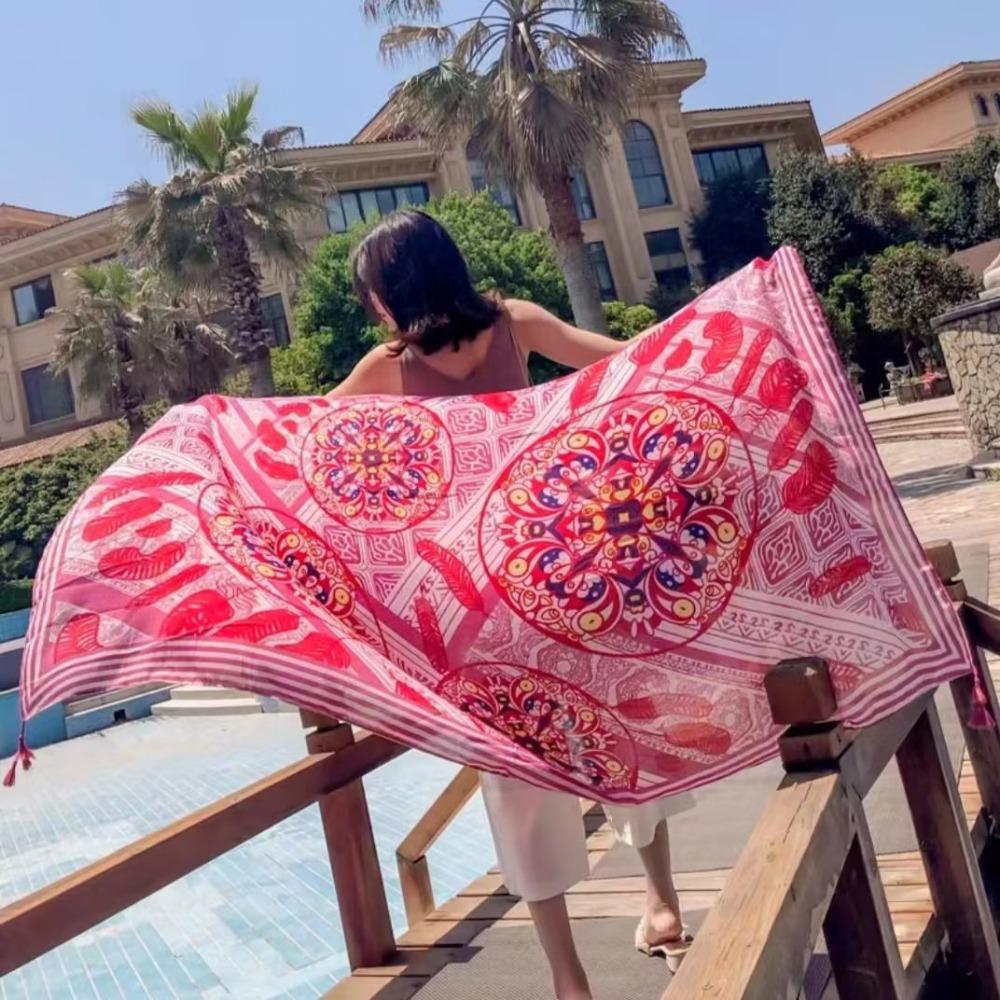Chaka Salt Lake Great Northwest Tourism Ethnic Style Scarf Silk Scarf Women'S Summer Seaside Beach Shawl Sunscreen Thin