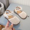 Girls Sandals 2025 New Summer Children's Shoes Fashion Bag Head Woven Princess Shoes Girls Soft-soled Beach Shoes