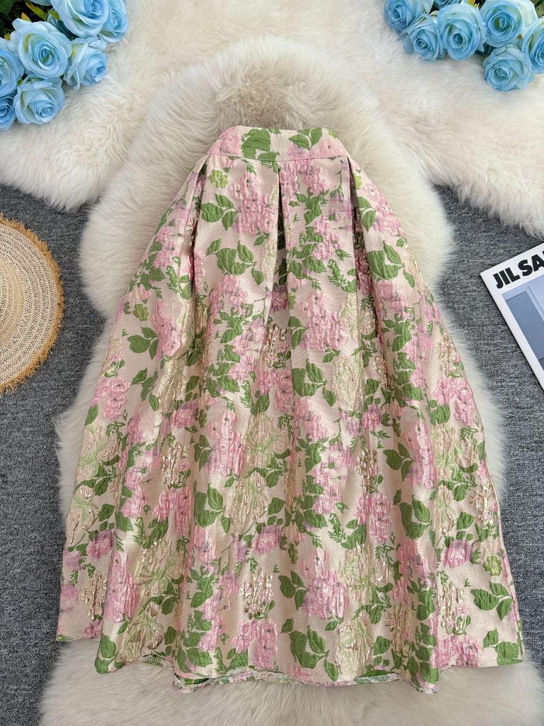 2026 European Spring Embroidered Midi Skirt with Light Luxury and Large Hem for Women