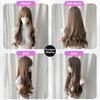 Brown Gray Curly Wave Wigs Air Bangs 22 Inch  Fiber Synthetic Heat-resistant Deep Wave Hair Natural Party or Selfie Korean Fashion