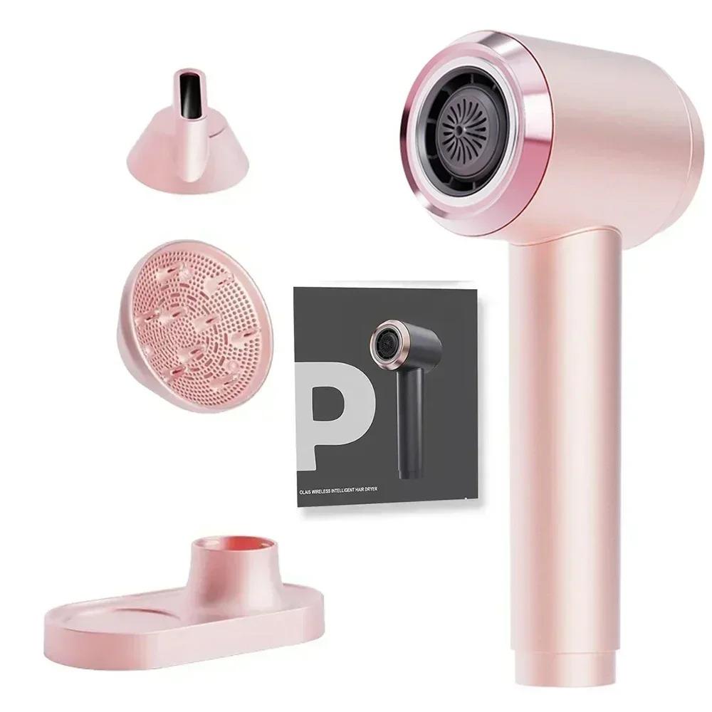 

Профессиональный беспроводной фен с сенсорным экраном управления портативный дорожный/бытовой 15000 мАч 300 Вт горячий и холодный воздух сильный ветер AU розовый