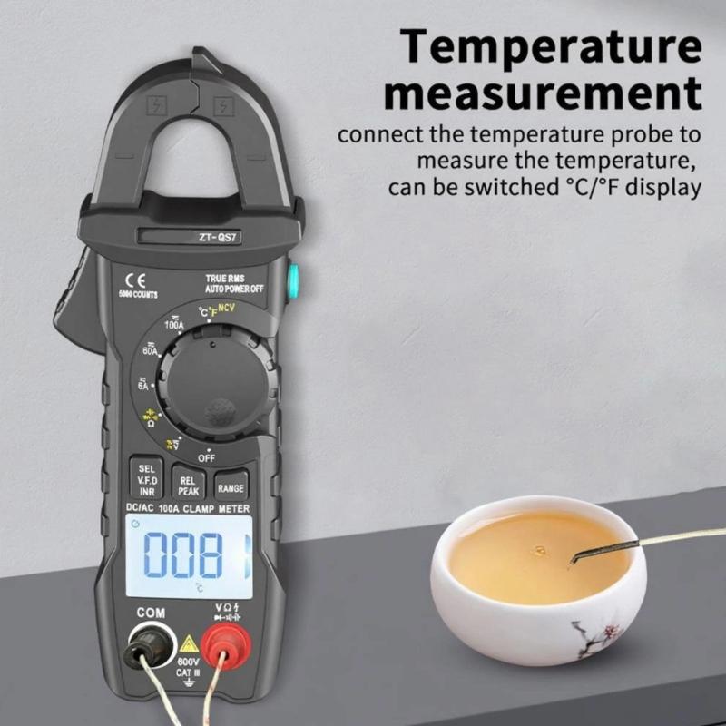 6000 Counts Professional Handheld Clamp Multimeter With Auto Off Data Hold Backlit Display And Overload Protections
