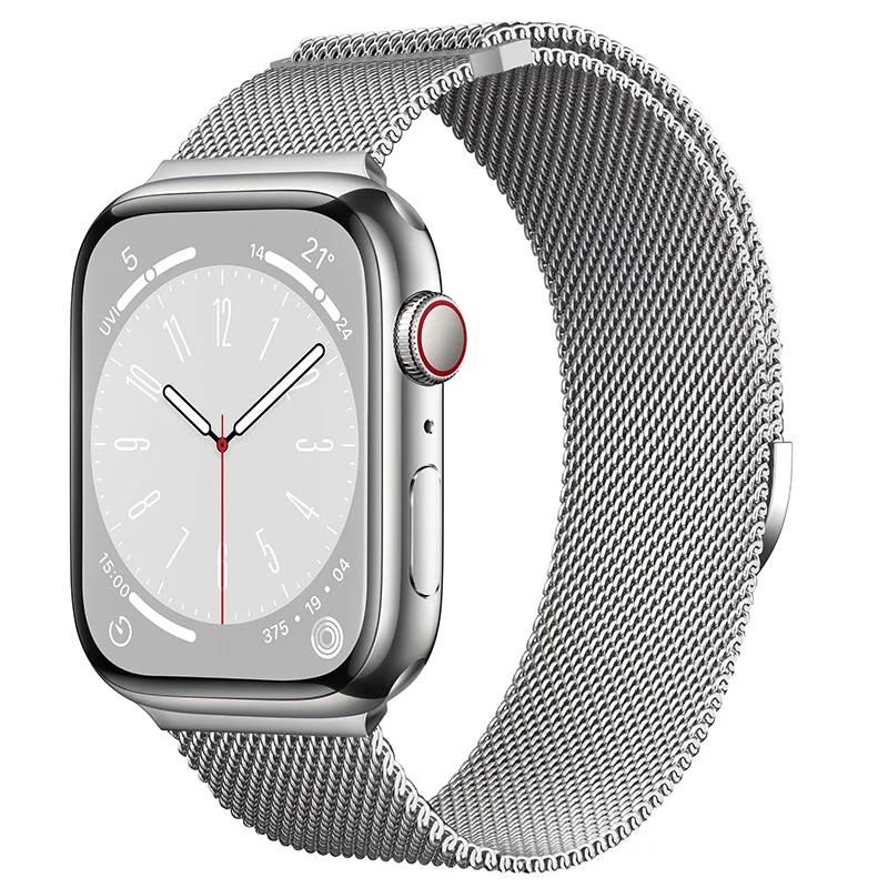 

Milanese Loop Strap For Apple Watch Band Ultra 49mm 11 10 9 8 7 46mm 42mm 45mm 41mm Magnetic Bracelet iWatch 6 5 SE 44/40mm Belt 38mm-40mm-41mm серебряный