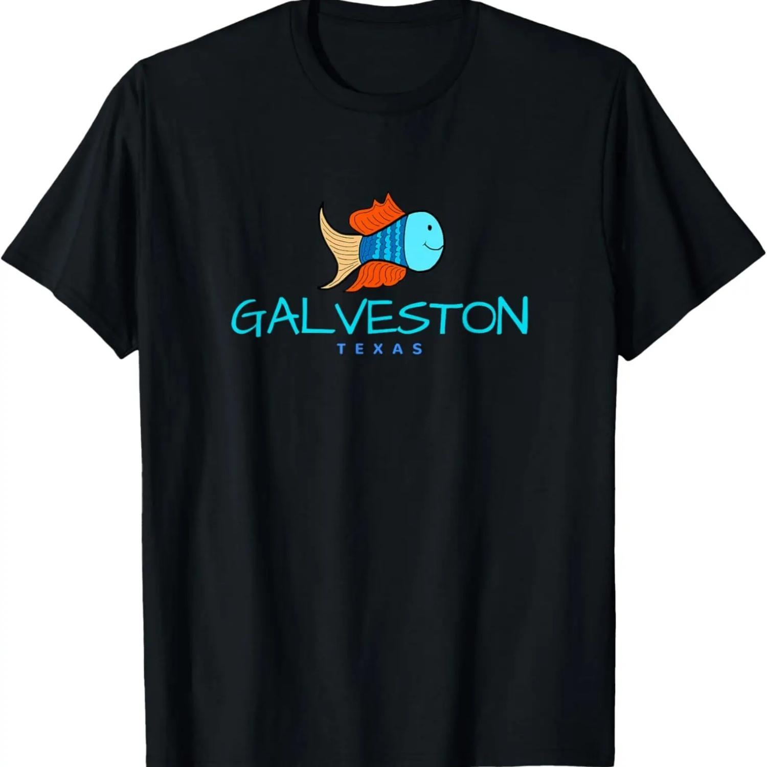Galveston T-Shirt, Texas Happy Fun Fish T-Shirt S чёрный