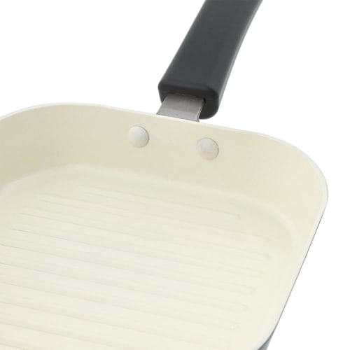 LIV PLUS Mini Frying Pan/Grill Pan, 14.5cm, Ceramic, Gas-Stove Only, Square, Matte Gray, ND-2796