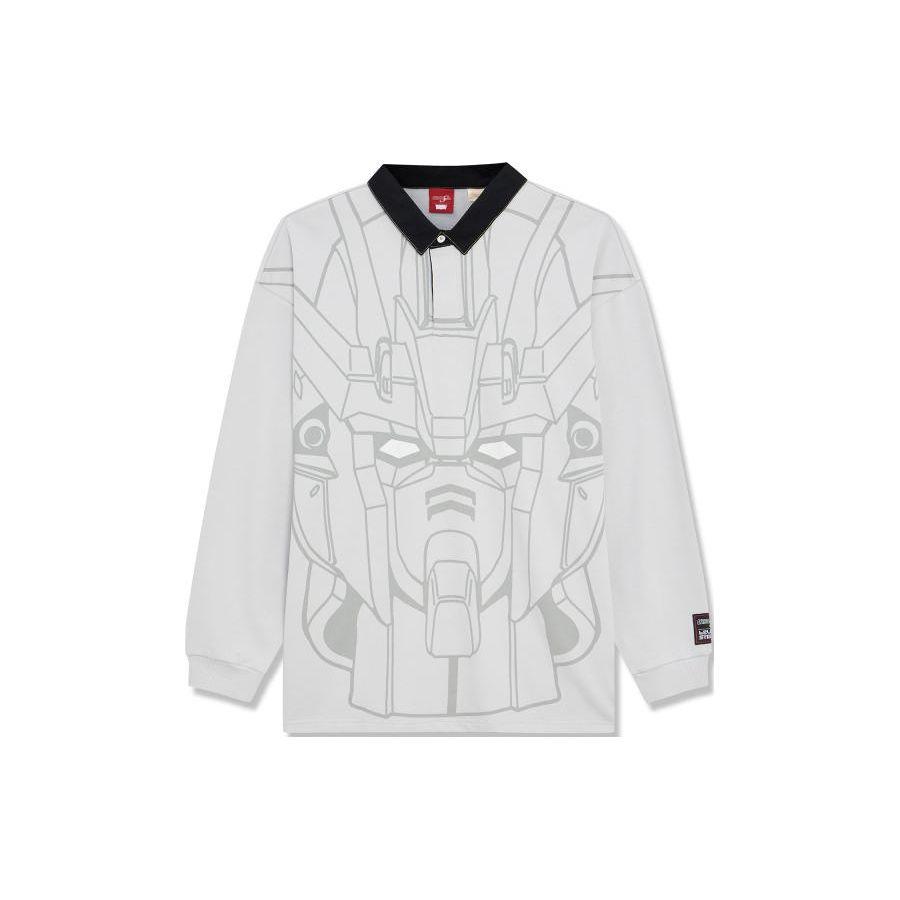 

Levis Gundam Collaboration SS24 Аниме Мобильный Костюм с принтом и цветными блоками Вязаная рубашка-поло с длинными рукавами Мужские топы Серый A7414-0000