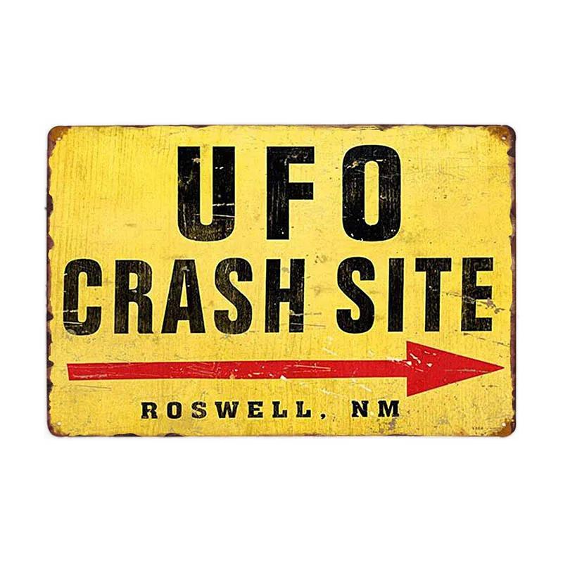 DORA Tin Sign Warning Area Metal Tin Sign UFO Vintage Wall Plaques Art Poster Decoration Painting Home Decor Xcm