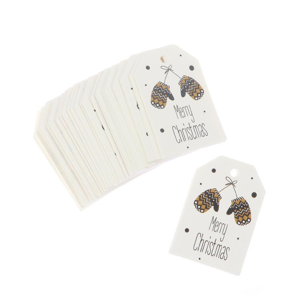 50PCS Party Cards Xmas Decoration Wrapping Supplies Hang Tags Gift Wrapping Kraft Tag Christmas Labels