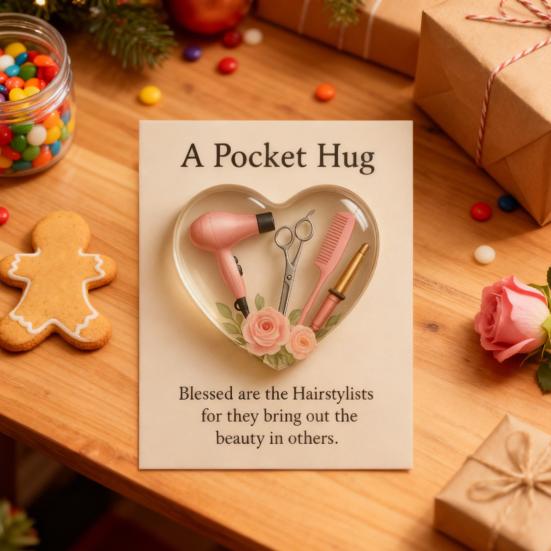 Yousheng Hairstylist Pocket Hug with Positive Card Emotional Support Heart Shaped Christmas Hair Stylist Pocket Token Encouragement Gift
