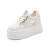 Platform White Shoes Women's 2025 New Spring Hollow Mesh Casual Shoes Versatile Small Inner Height Increase Women's Shoes
