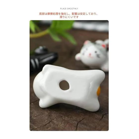 Cute Cat Chopstick Rests, Ceramic Chopstick Holders, Set of 5, for Home, Study, Dining Table, Izakaya