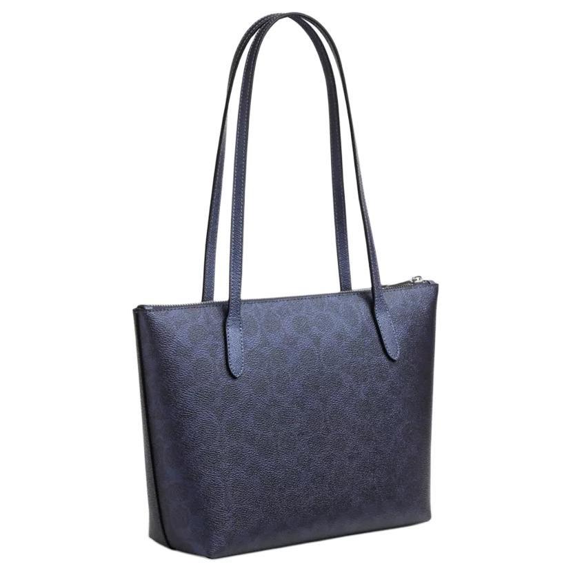 Coach Fiona beschichtetes Canvas und Glattleder Umhängetasche Mittel Damen Marineblau CW396-SBLNV