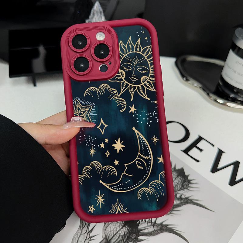 For iPhone 17 16 15 14 13 12 11 Pro Max Case Moon Sun Design Printed Silicone Cover For iPhone XS X XR 7 8 Plus 16e 17 Air Funda