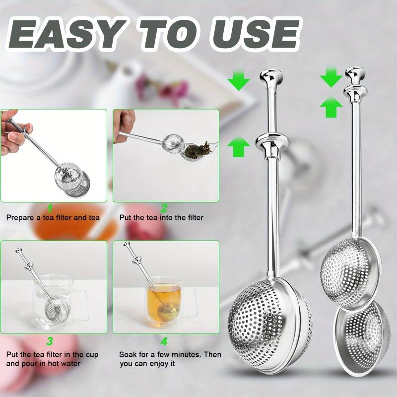 1 piece stainless steel tea filter, press type tea filter with teapot clip, tea wax filter ball for water separation