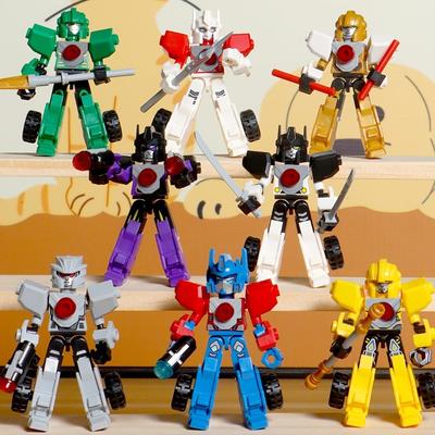 [Transformable Blocks] 8 Transformable Mech Building Blocks Mecha Can Be Freely Disassembled and Reassembled Into Small Car Model, Children Toy Gift