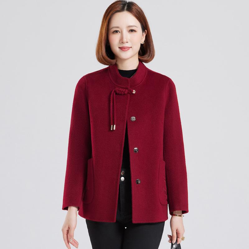 Petite Wool Coat for Women: Autumn/Winter Fashion, Middle-Aged & Elderly, Short Double-Sided Cashmere