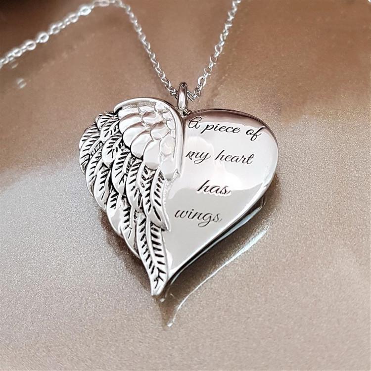 Hot Sale Angel Wings Pendant Necklace with English Lettering for Women - European and American Style