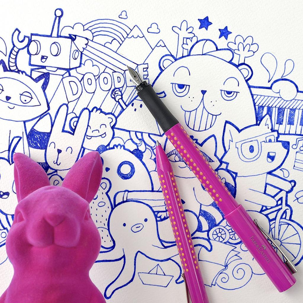 F Fine Nib Grip 2010 Pink Fountain Pen 140924 Officially Imported Faber-Castell Dual-Use,