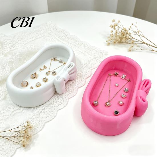 Stable Display Tray 3D Printed Bow-Shaped Tray, Elegant Jewelry Organizer & Key Holder for Desk Entryway, Desktop Decoration Decorative Trinket