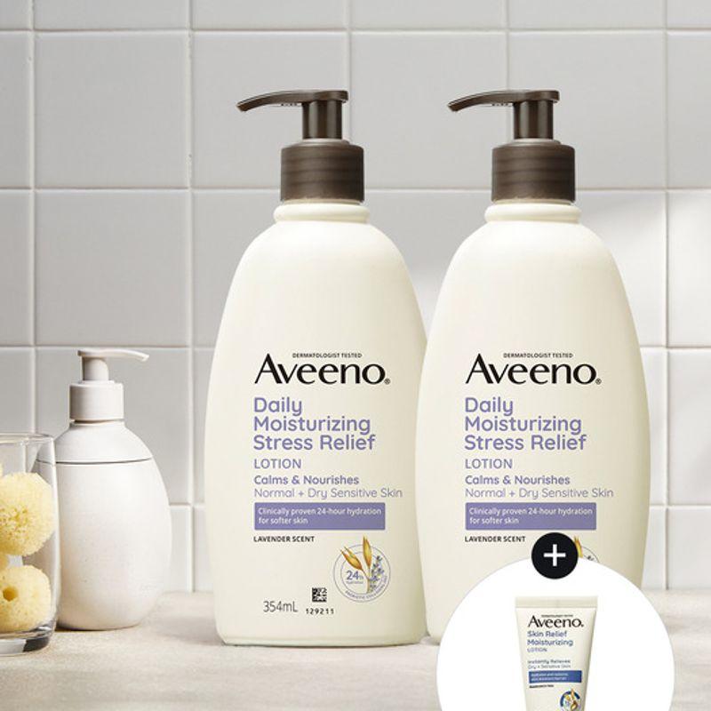 Aveeno [Skin Relief Lotion 30g] Aveeno Daily Moisturizing Stress Relief Lotion 354mLx2 (Lotion 30g) Aveeno Stress Lotion 354x2