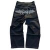 RogueWave Streetwear Jeans Y2K Retro Hip Hop Embroidered Baggy Jeans Retro Black Pants Mens Womens New High Waist Wide Leg Trousers