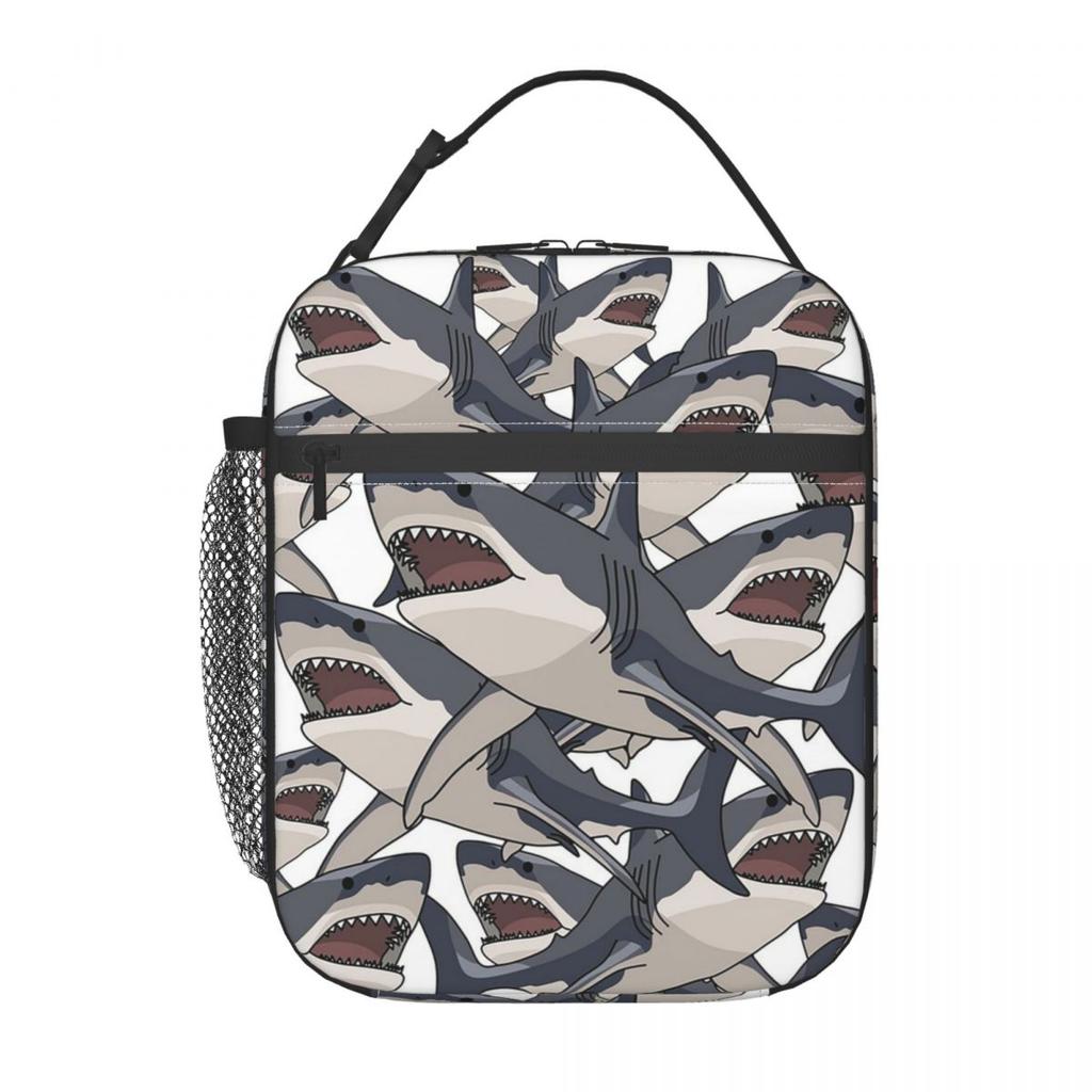 Cartoon Weißer Hai Isoliertische Lunchtasche für Kinder Schul-Kühlbox Thermische Lebensmittelbox Tragetasche Auslaufsichere Lunchboxen Behälter