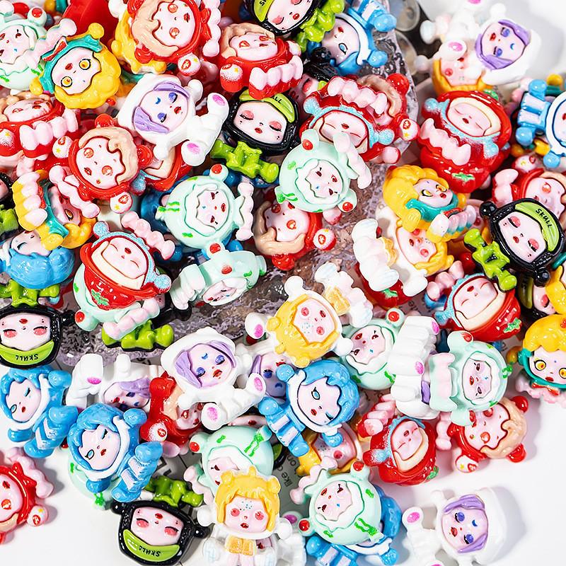 Cartoon Girl Resin Accessories: Cute Sitting Pose DIY Phone Case, Keychain, and Headwear Components