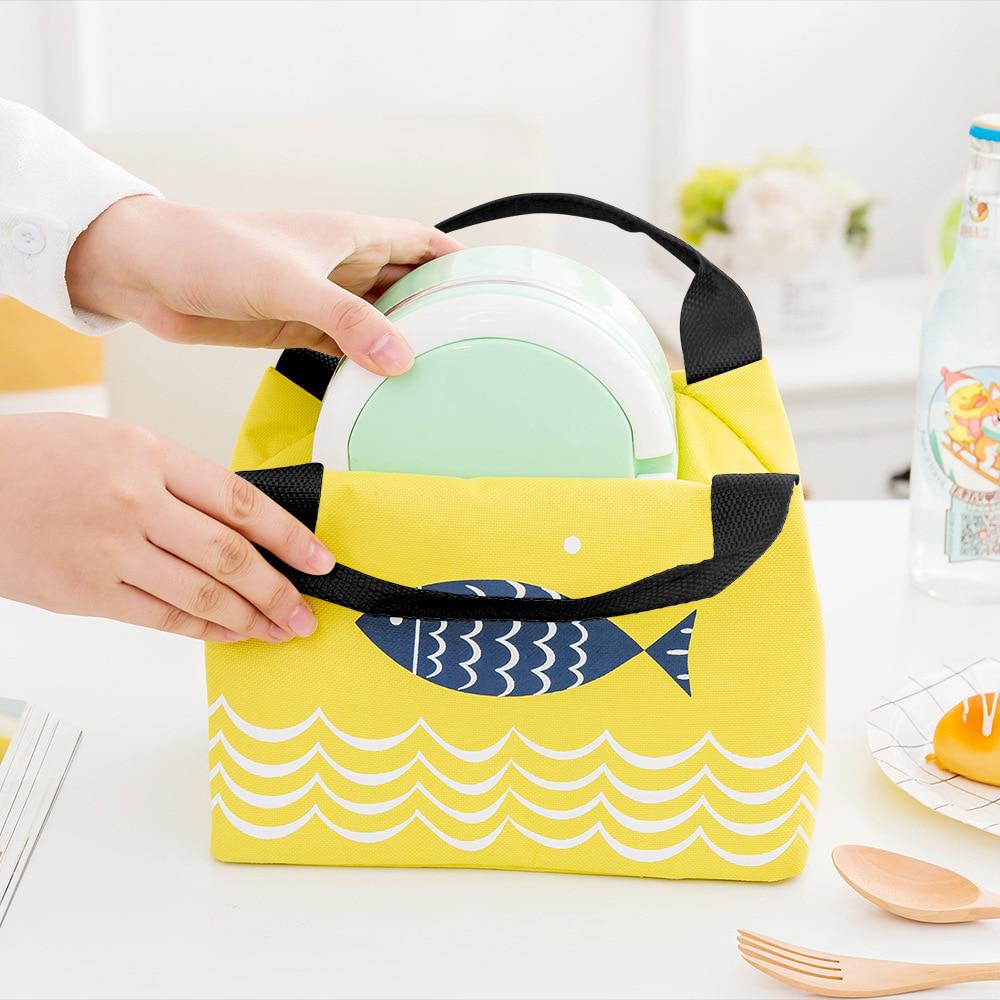 Cute Fish Pattern Lunch Bag Picnic Bento Thermal Portable Oxford Waterproof Lovely Women Girl Lunch W