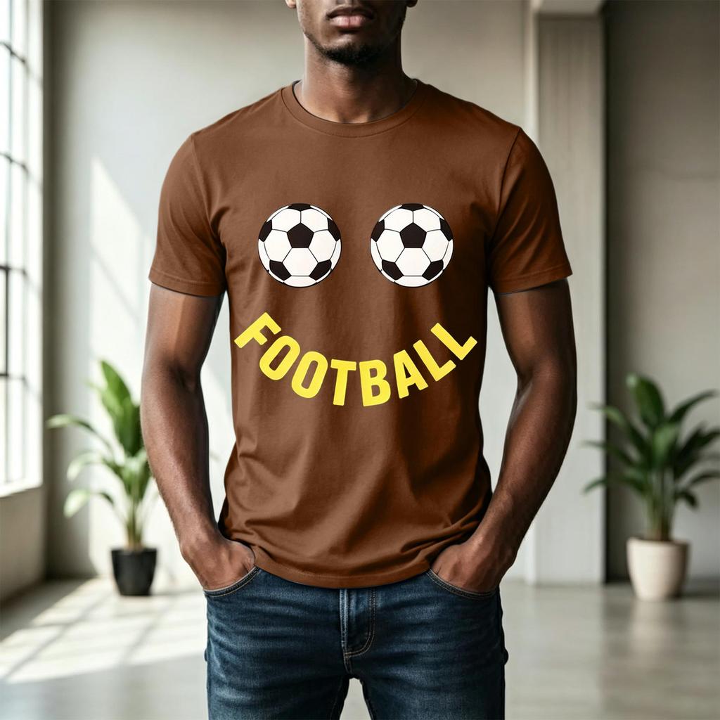 Men's Short Sleeve Crew Neck T-Shirt with Football Print Graphic Casual Fit Comfortable Soft Fabric Lightweight Design