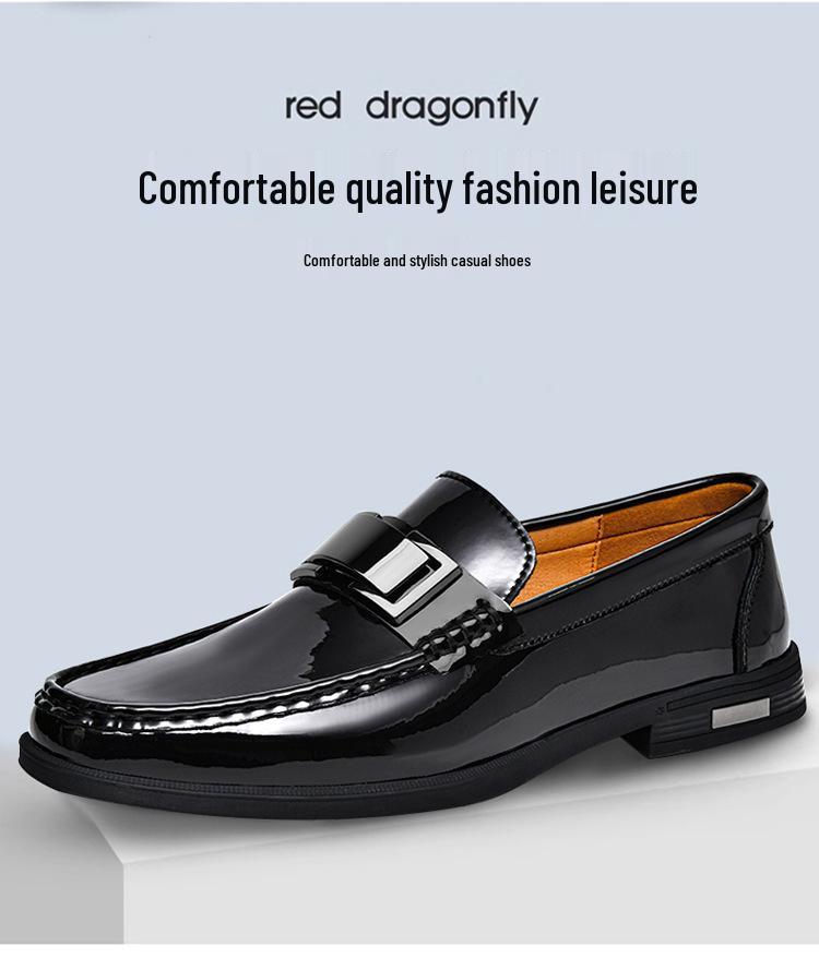 Herrvår läderloafers med metallspänne - Slip-on Business Casual Större Storlekar Körskor