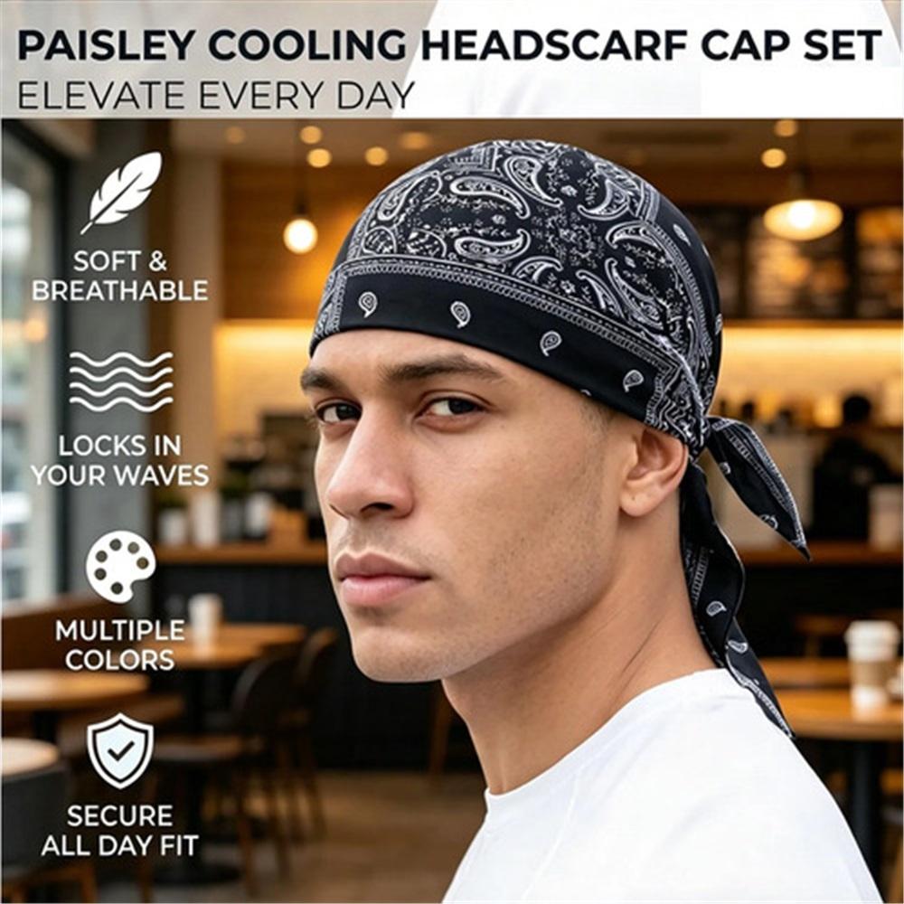 Paisley Cooling Headscarf Cap Set, Bandana