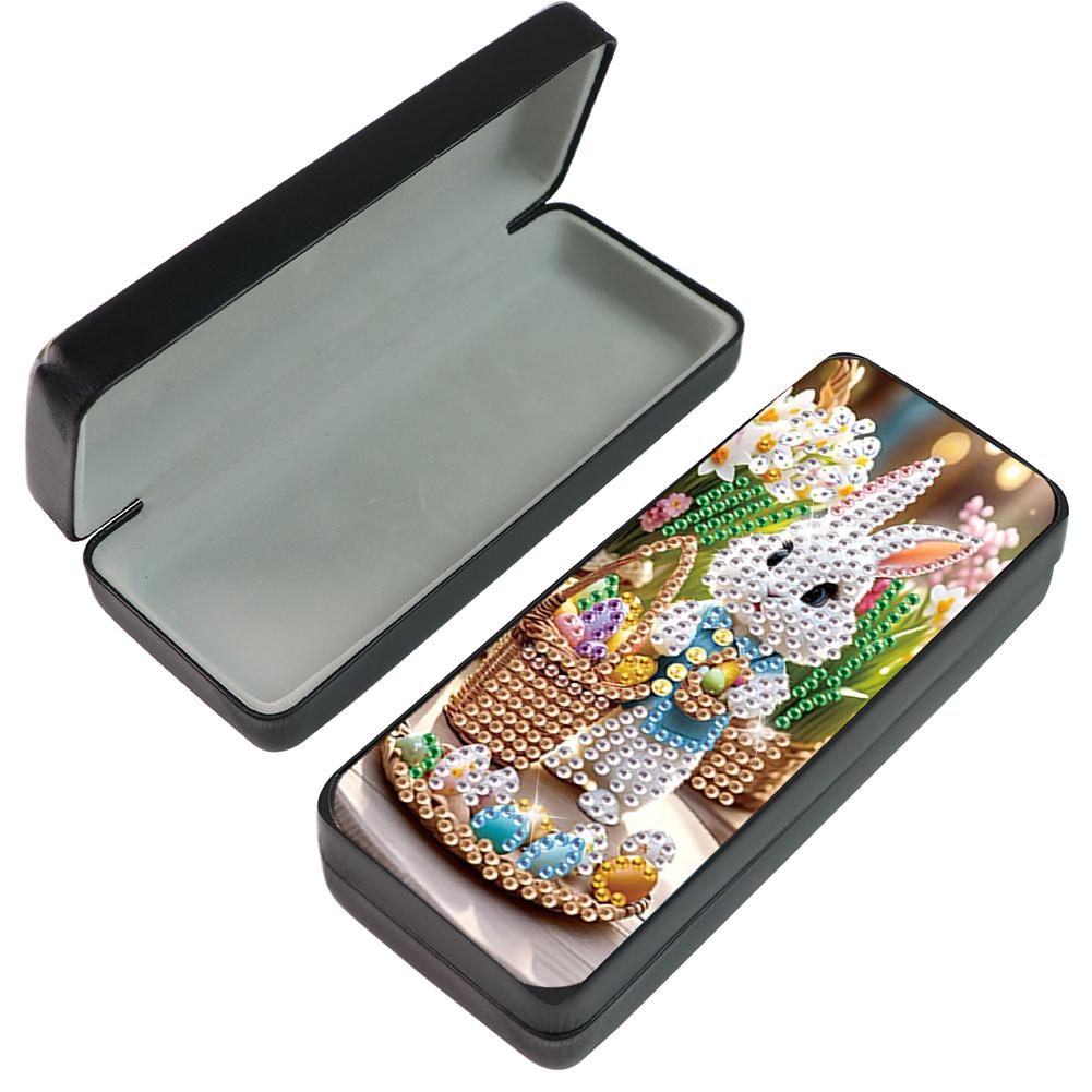 Easter Day Leather Diamond Art Sunglasses Case DIY Diamond Sunglasses Storage Box 5D DIY Handmade Eye Glasses Case for Beginners