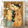 Stylish Cat Print Shower Curtain For Bathroom Decor Modern Artistic Design With Bird Motif 180X180Cm Size Available In Multiple