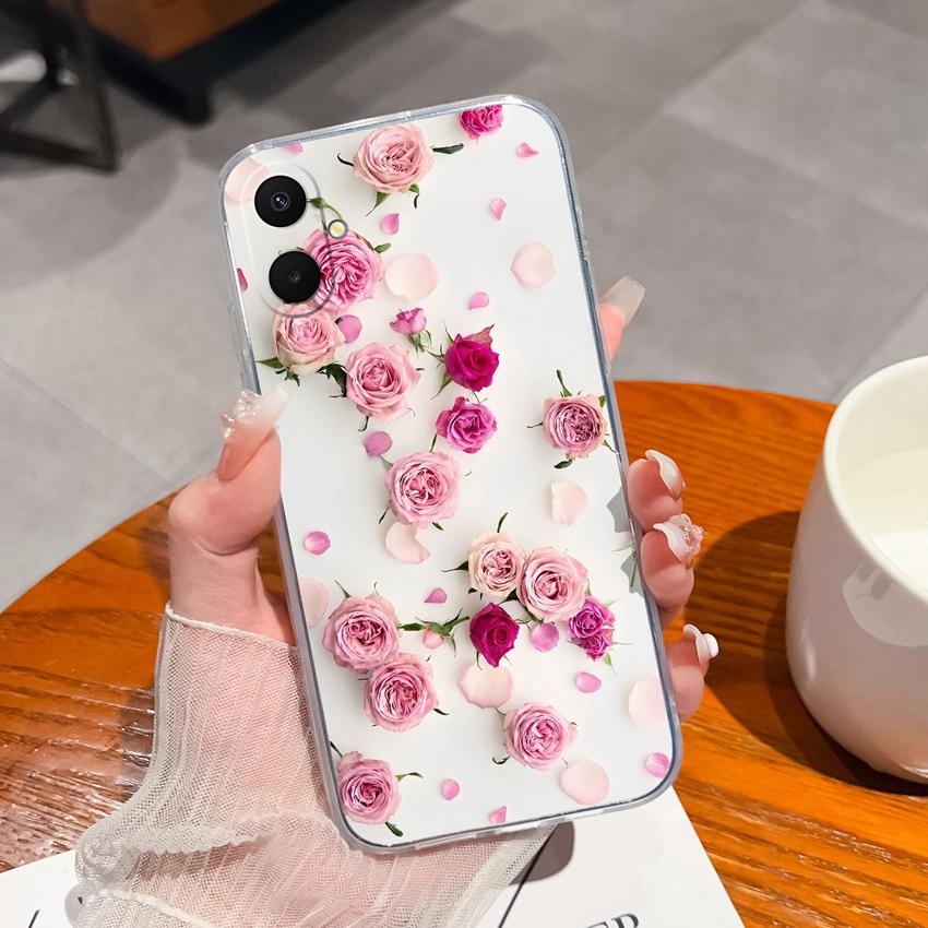 Dla Samsung A07 A71 A17 A37 A53 A54 M36 F36 F56 Przezroczyste Miękkie Etui TPU na Telefon Letnie Wzory Kwiatowe Miękki Silikon Antypoślizgowa Obudowa Dla Etui Samsung