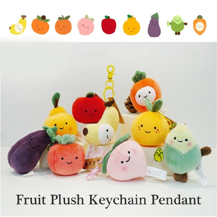 Vibrant Fruit Plush Keychain Pendants Simulation Fruit Plush Keychains Sturdy Key Rings Pendant Charm for Everyday Use
