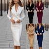 Women's Double-Breasted Blazer Dress, Long Sleeve Office Dress with Notched Lapel, Professional Workwear for Business Casual Commute
