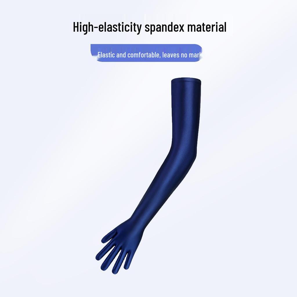Glänzende Seidige Nylon Fahrrad-Sonnenschutzhandschuhe - Retro Mehrfarbig, Ultra-Langes Design