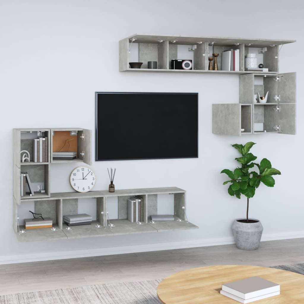 Wall Mounted TV Cabinet Concrete Grey Particleboard