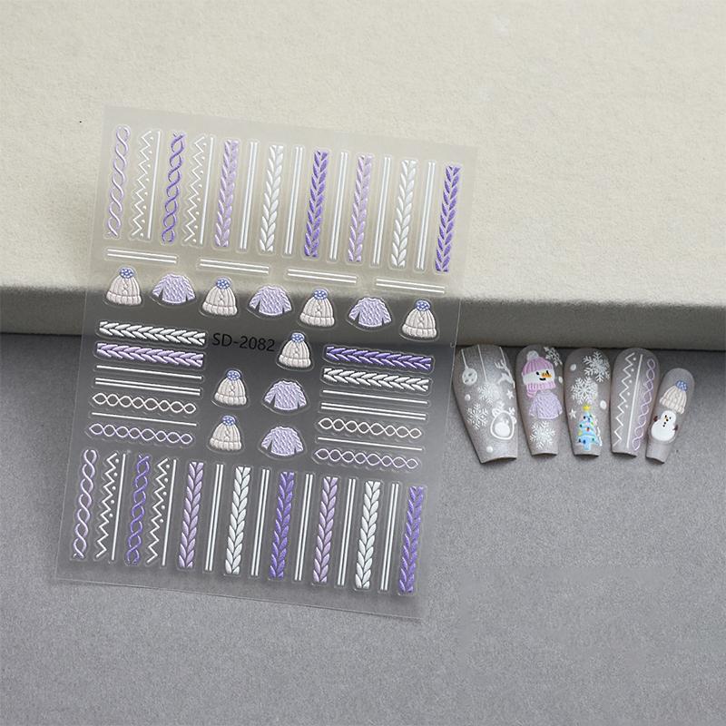 Christmas Lovely Cartoon Bowknot Santa Claus Snowman Christmas Tree Elk Snowflake Nail Art Stickers Xmas Cute Manicure Decals