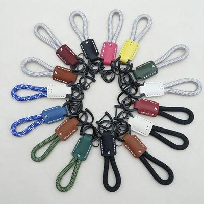 New Creative DIY Leather Keychain Braided Rope Handmade Gift Bag Pendant Anti Lost Portable Couples Keychain