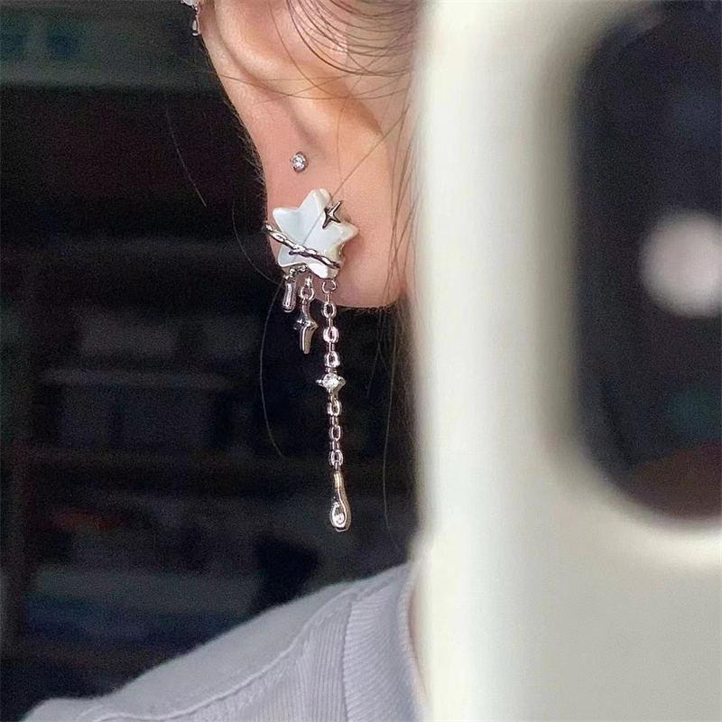 Irregular Chain Tassel Star Earrings Women Design Senior Sense of Fashion Personality Earring 2024 Y2K Trendy Party Zircon Gift